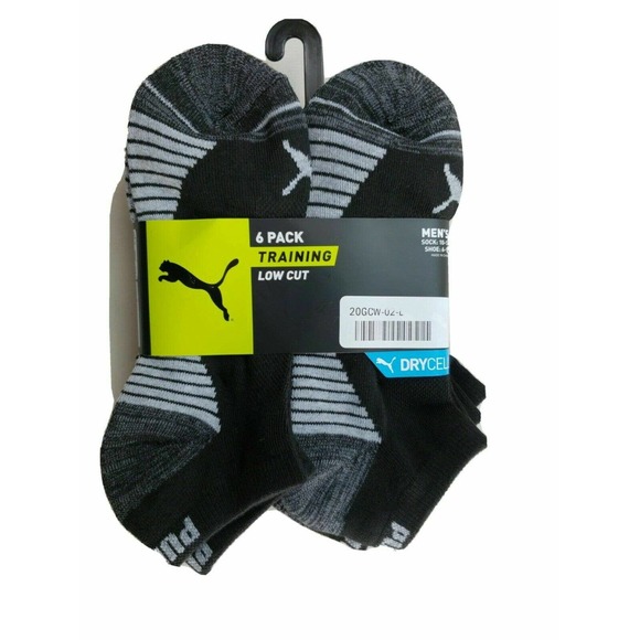 Puma Underwear & Socks Puma Mens Low Cut Socks 6 Pack L Black Grey